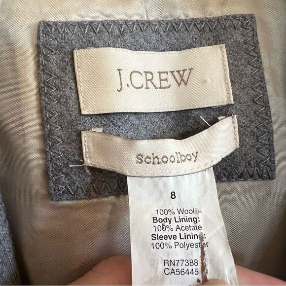 J.Crew Grey Wool Liner Schoolboy Blazer (8) - Picture 4 of 12